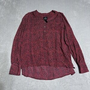 Madeleine Top Womens 4 Red Animal Print Silk Blend Long Sleeve Tunic Blouse‎